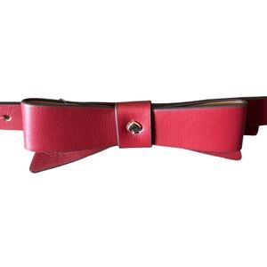 KATE SPADE New York Leather 19mm Bow Belt w/Spade in Dark Red sz L